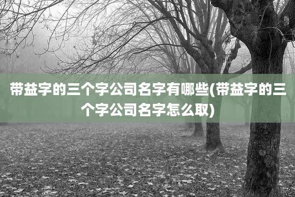 带益字的三个字公司名字有哪些(带益字的三个字公司名字怎么取)