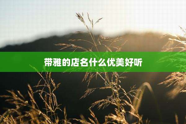 带雅的店名什么优美好听