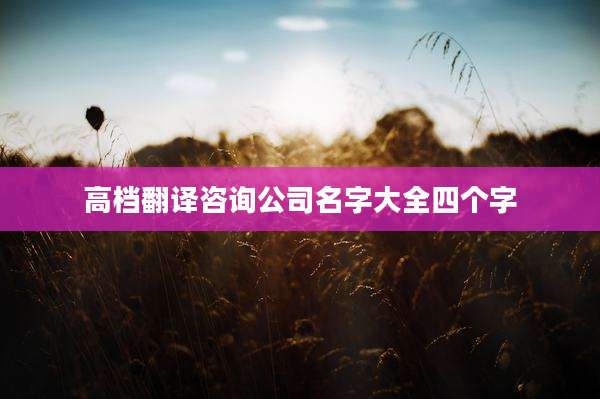 高档翻译咨询公司名字大全四个字