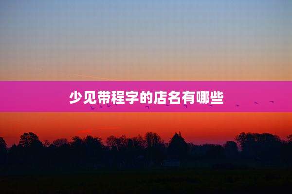 少见带程字的店名有哪些