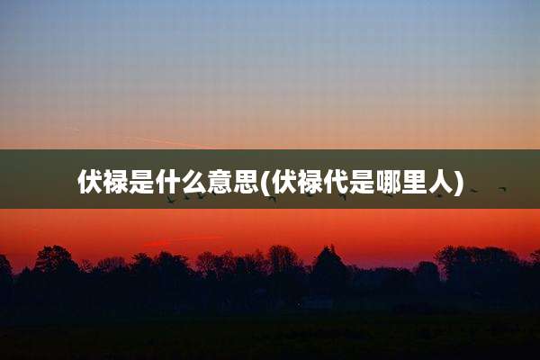 伏禄是什么意思(伏禄代是哪里人)