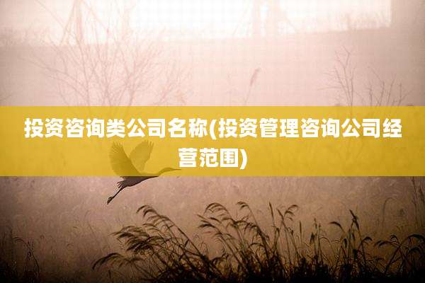 投资咨询类公司名称(投资管理咨询公司经营范围)