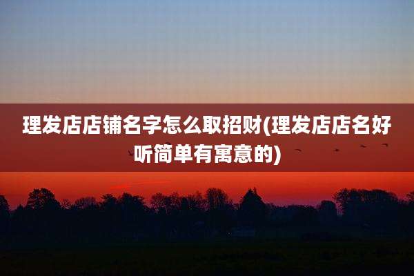理发店店铺名字怎么取招财(理发店店名好听简单有寓意的)