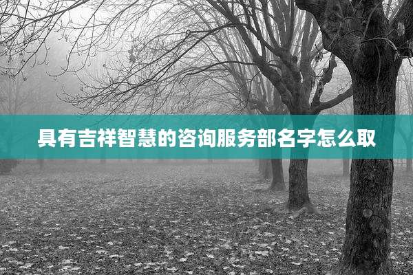 具有吉祥智慧的咨询服务部名字怎么取