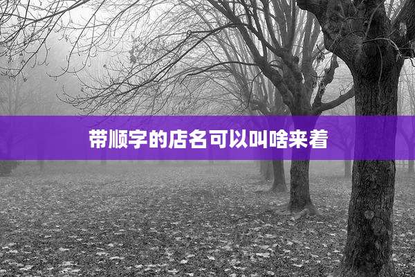 带顺字的店名可以叫啥来着