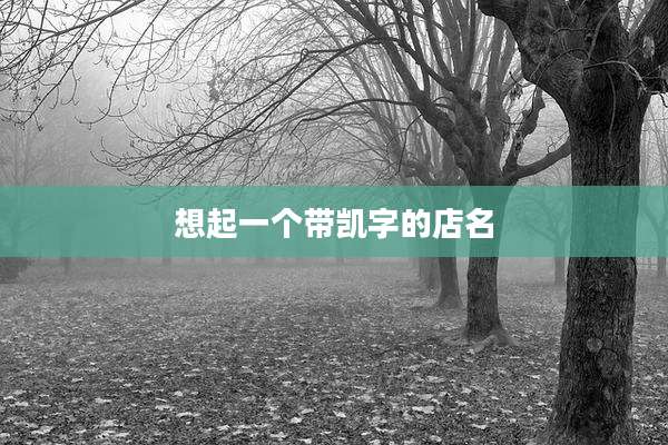 想起一个带凯字的店名