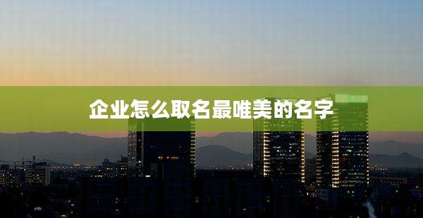 企业怎么取名最唯美的名字