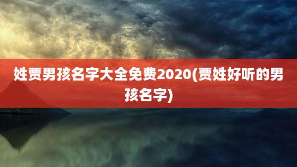 姓贾男孩名字大全免费2020(贾姓好听的男孩名字)