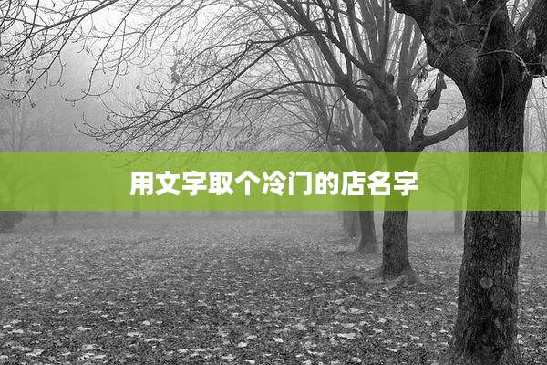 用文字取个冷门的店名字