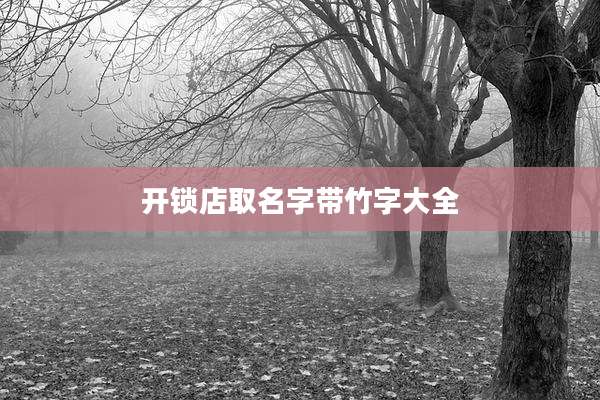 开锁店取名字带竹字大全