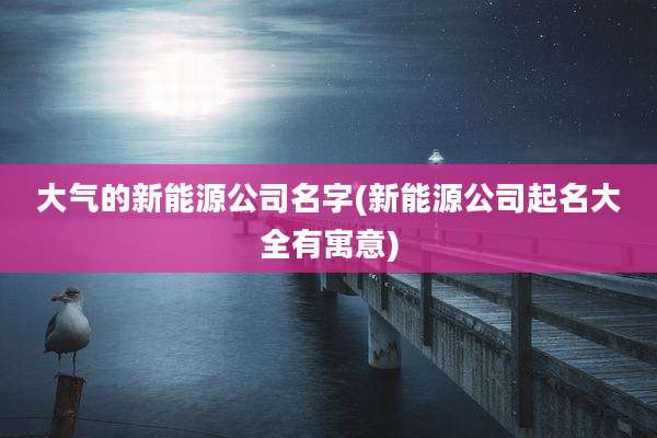 大气的新能源公司名字(新能源公司起名大全有寓意)