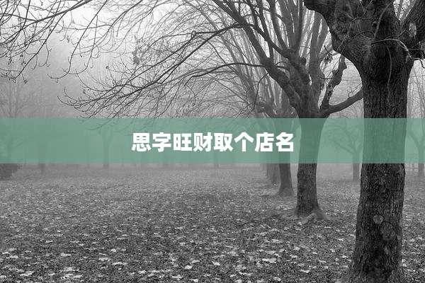 思字旺财取个店名