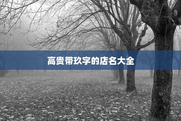 高贵带玖字的店名大全