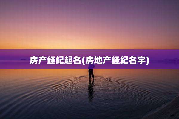 房产经纪起名(房地产经纪名字)