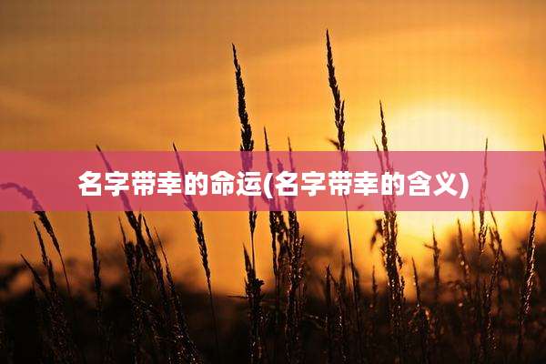 名字带幸的命运(名字带幸的含义)