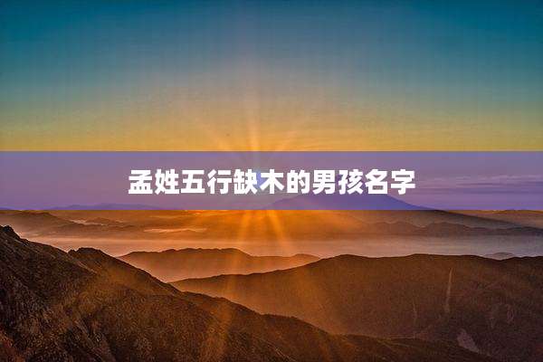 孟姓五行缺木的男孩名字