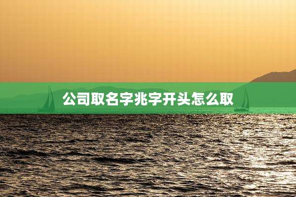 公司取名字兆字开头怎么取