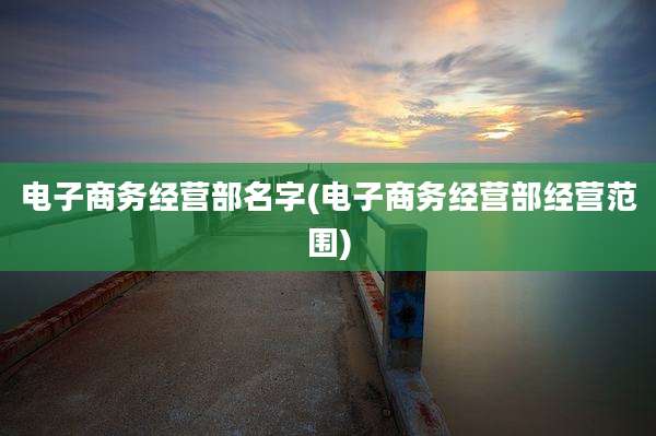电子商务经营部名字(电子商务经营部经营范围)
