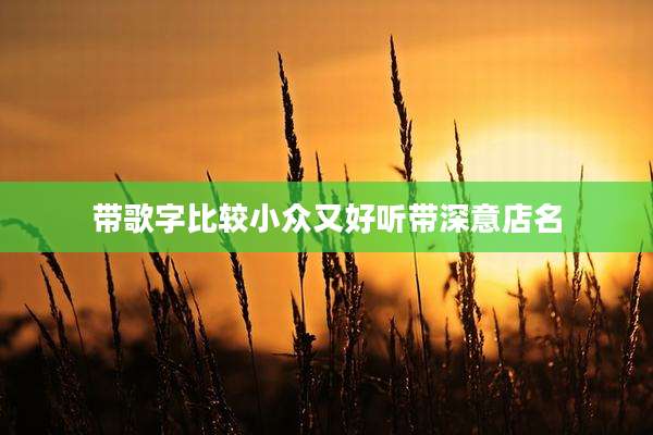 带歌字比较小众又好听带深意店名