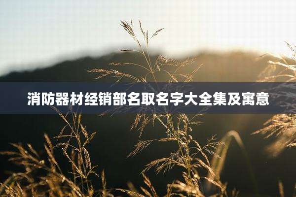 消防器材经销部名取名字大全集及寓意