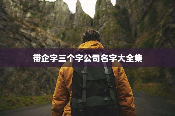 带企字三个字公司名字大全集