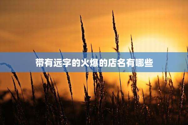 带有远字的火爆的店名有哪些
