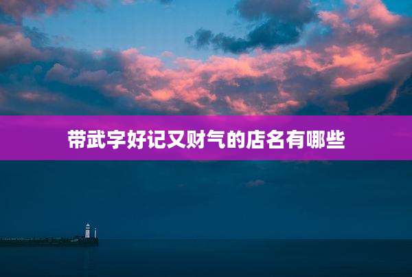 带武字好记又财气的店名有哪些