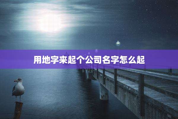 用地字来起个公司名字怎么起