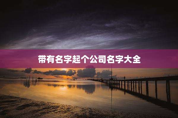 带有名字起个公司名字大全
