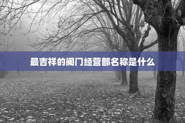 最吉祥的阀门经营部名称是什么