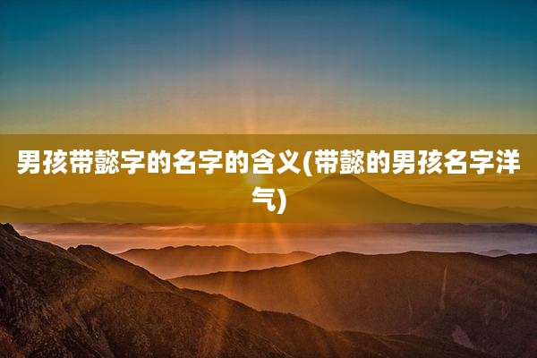 男孩带懿字的名字的含义(带懿的男孩名字洋气)