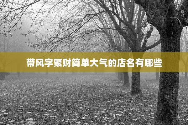 带风字聚财简单大气的店名有哪些