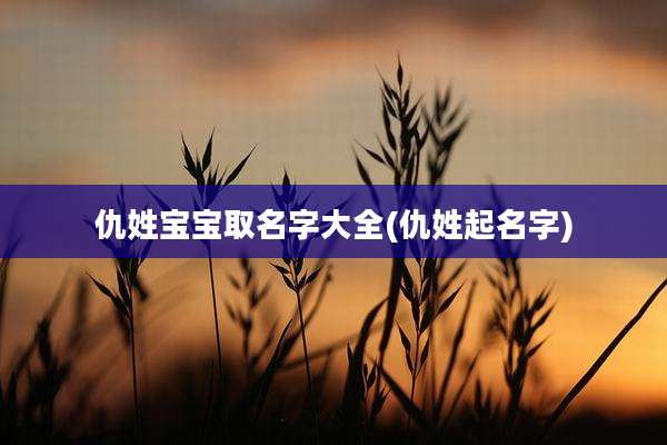 仇姓宝宝取名字大全(仇姓起名字)