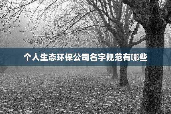 个人生态环保公司名字规范有哪些