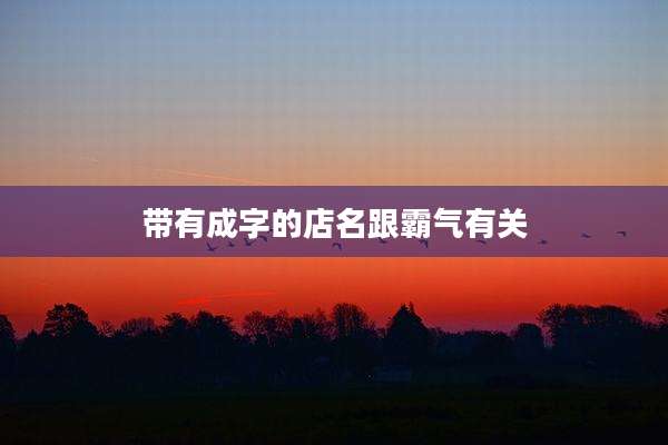 带有成字的店名跟霸气有关
