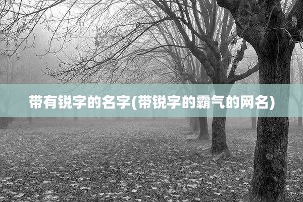 带有锐字的名字(带锐字的霸气的网名)