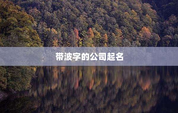 带波字的公司起名
