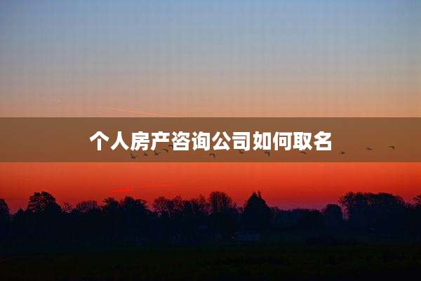 个人房产咨询公司如何取名