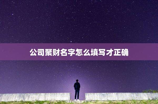 公司聚财名字怎么填写才正确