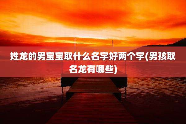 姓龙的男宝宝取什么名字好两个字(男孩取名龙有哪些)