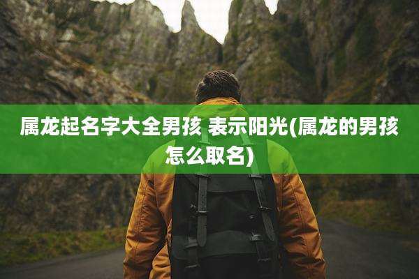 属龙起名字大全男孩 表示阳光(属龙的男孩怎么取名)