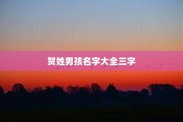 贺姓男孩名字大全三字