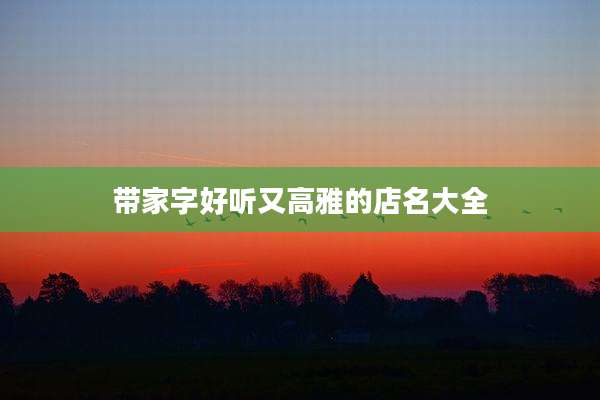 带家字好听又高雅的店名大全