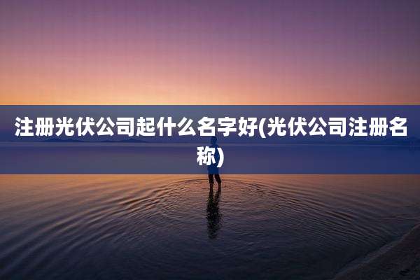 注册光伏公司起什么名字好(光伏公司注册名称)