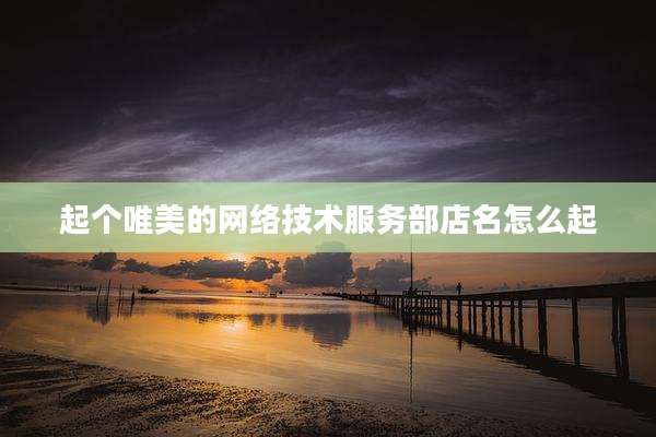 起个唯美的网络技术服务部店名怎么起