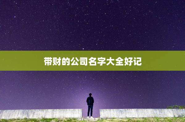 带财的公司名字大全好记