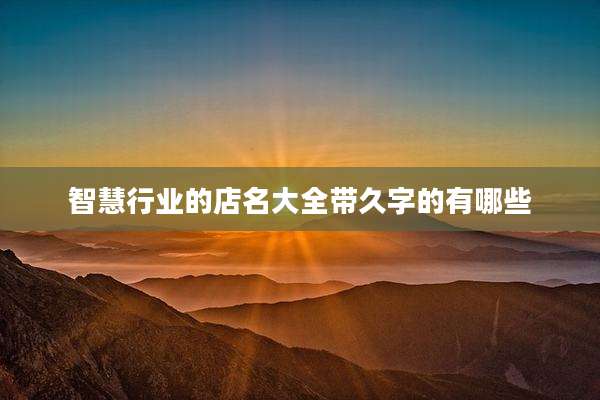 智慧行业的店名大全带久字的有哪些
