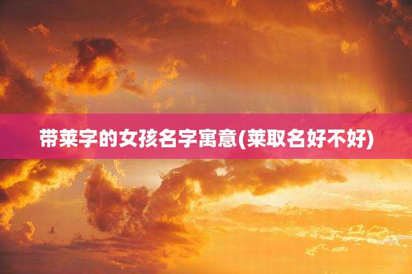 带莱字的女孩名字寓意(莱取名好不好)