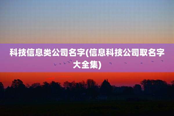 科技信息类公司名字(信息科技公司取名字大全集)