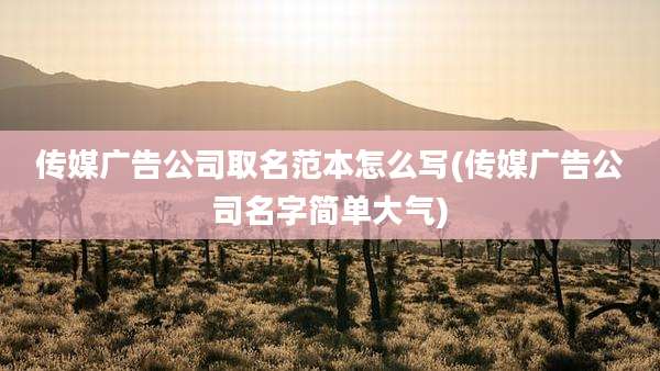 传媒广告公司取名范本怎么写(传媒广告公司名字简单大气)